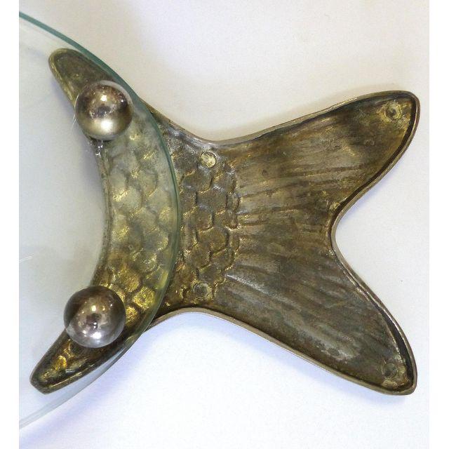 Pewter and Glass Fish Serving Platter Modernism